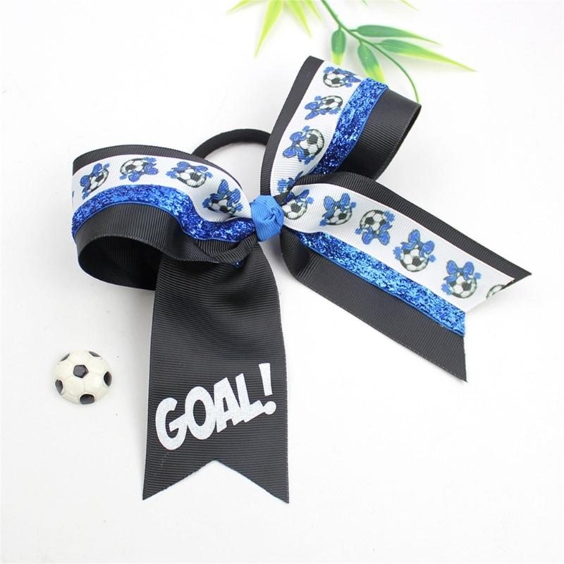 10PCS Soccer Themed Fabric Hair Bowknots Supporter Hair Decorations Perfect For Sports Event And Celebration