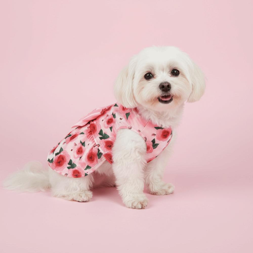 Floral Printed Summer Dog Clothes Pretty Cute Puppy Clothes Dog Sleeveless Dress  Valentine‘s Day