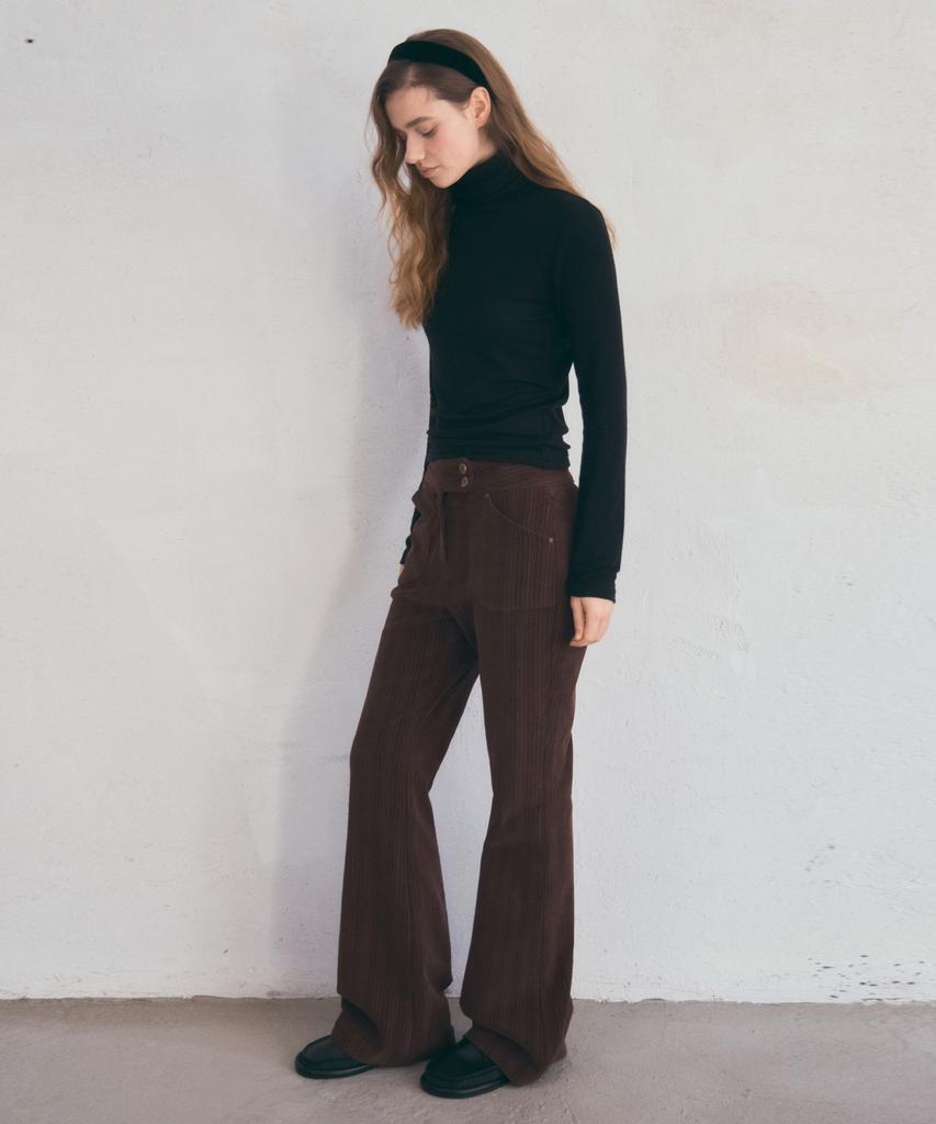 Aueonoseuteljia Dusty Corduroy Slim Bootcut Pants_Brown(O25-Pt14)