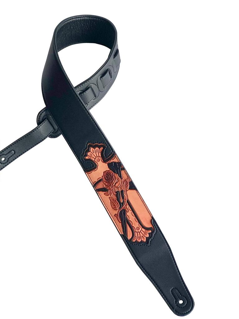 FIREGLOW Cross Rose Black Guitar Strap CVG02-1 &