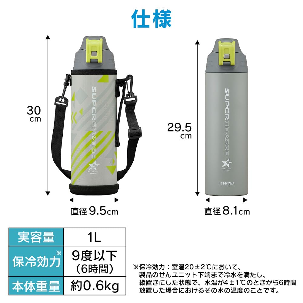 Iris Ohyama Vacuum Insulated Direct Bottle Gray X Light DBR-1000 (Gray Green)