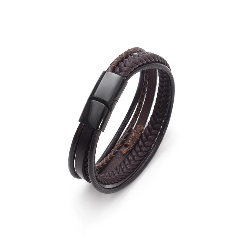 Meier Fashionable leather cord handmade braided bracelet - men s bangle - ethnic style 19cm коричневый
