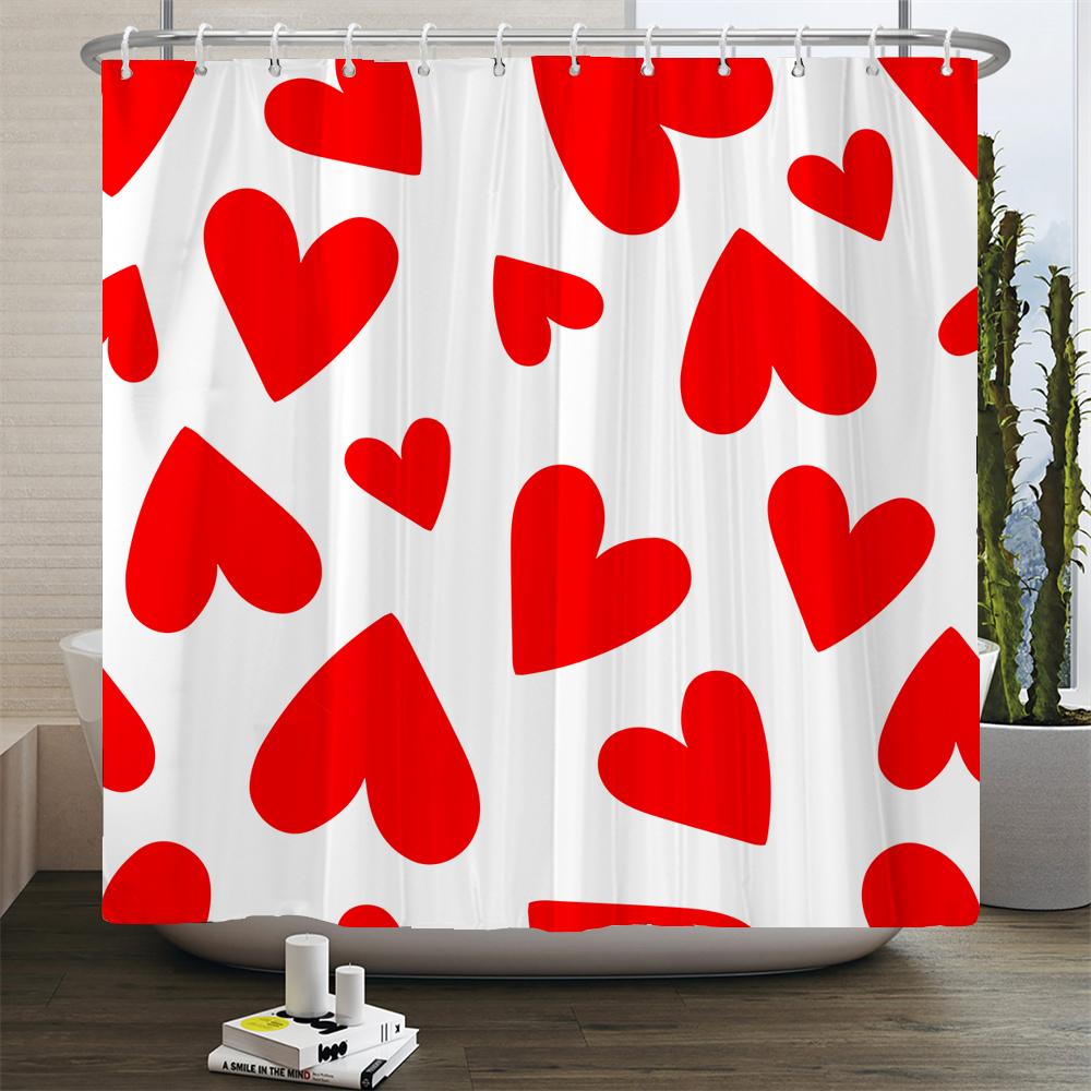 Sexy Red Lips Pink Print High Heel Shower Curtain Cosmetic Perfume Pink Girl Bedroom Decor Curtains Waterproof Bathroom Curtain