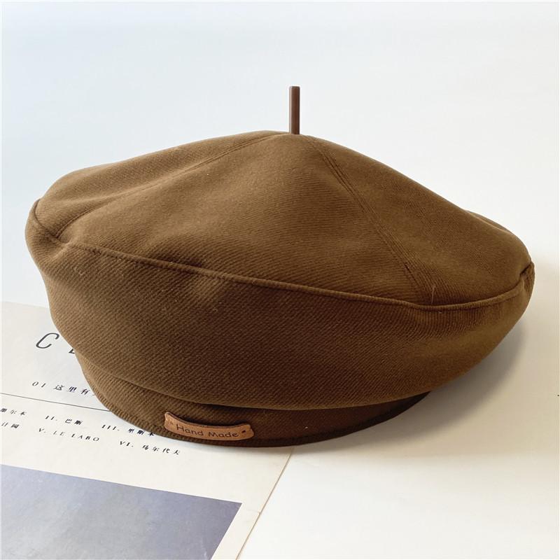 Autumn and winter woolen beret men's and women's fashion British style painter's hat retro versatile face small bud hat