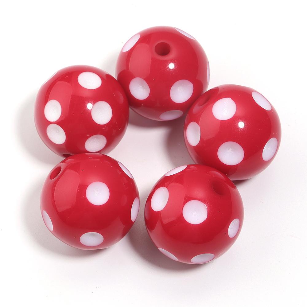 5pcs/lot 20mm White Polka Dot Resin Beads Colorful Round Loose Spacer Beads For Jewelry Making DIY Crafts Pen Beads Accessories