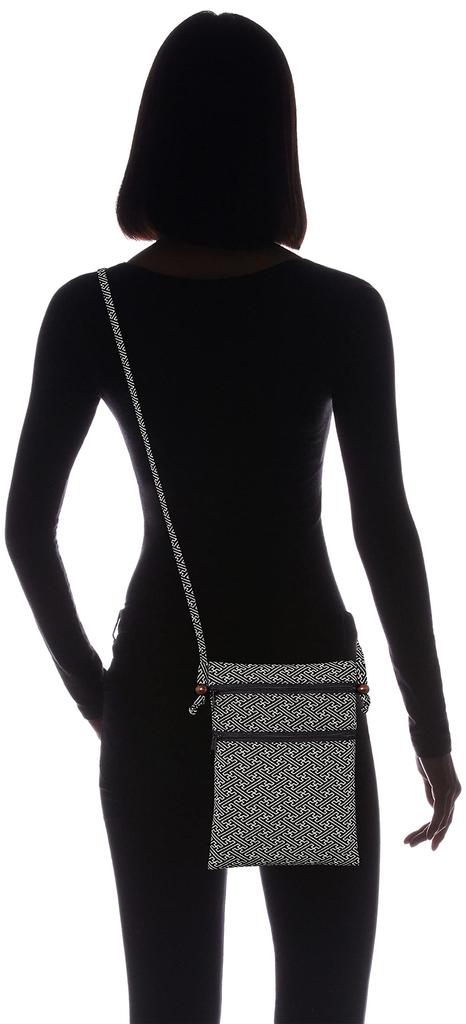 Komon Japanese Style Bag Chirimen Saaya Black [WAKOMONO Kobo] [0433-4] Sacoche, Pattern,