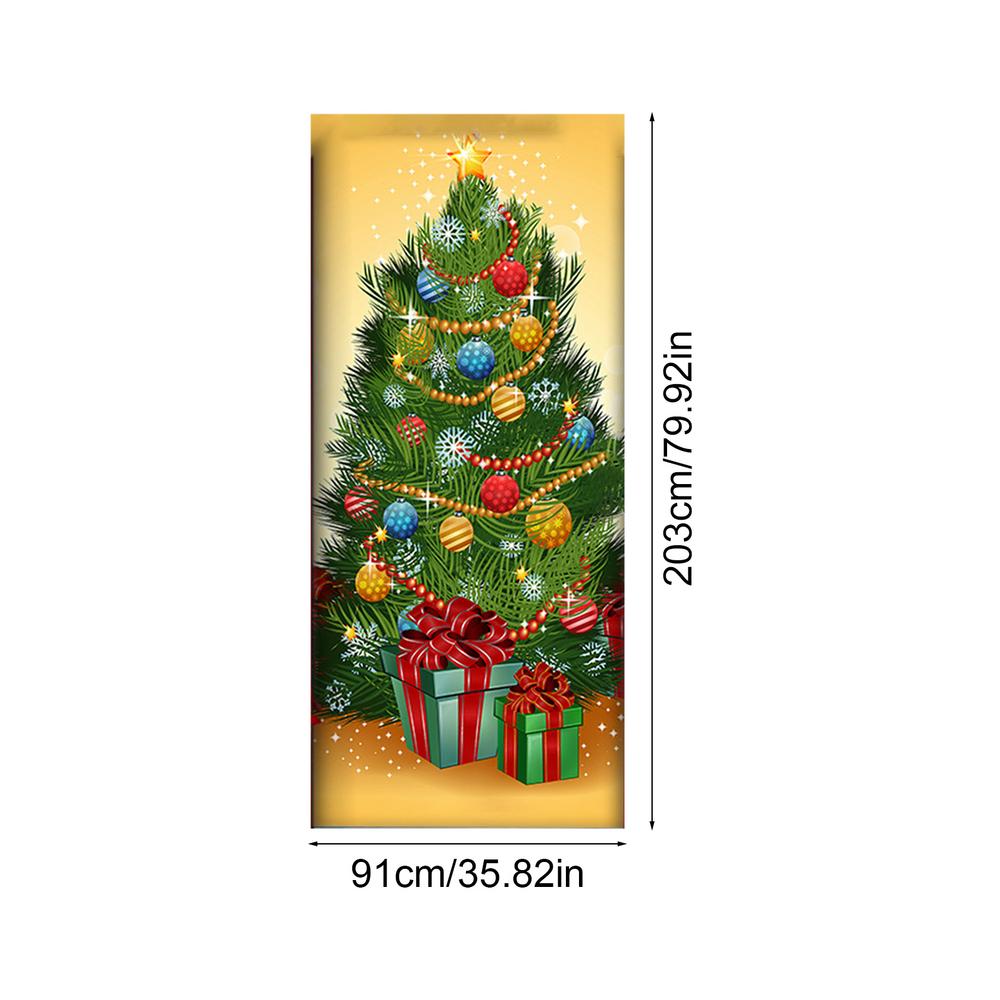 Christmas Front Door Covers New Year Outdoor Door Cover Decoration Christmas Party Front Door Background Decoration Supplies