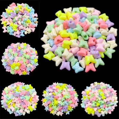 Home Party Supplies DIY Crafts Star Flower Butterfly For Jewelry Making Pendant Loose Beads Wholesale 20/40/50Pcs Candy Colors Necklace Bracelet