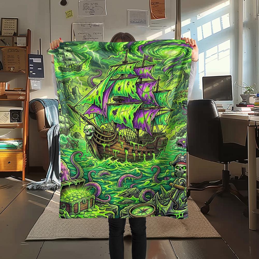 Manta de Franela Estampada para Vehículos de Transporte de Ácidos, Alta Calidad, Cómoda para Todas las Estaciones, Decoración del Hogar, Calidez y Comodidad, Perfecta para Regalos de Navidad