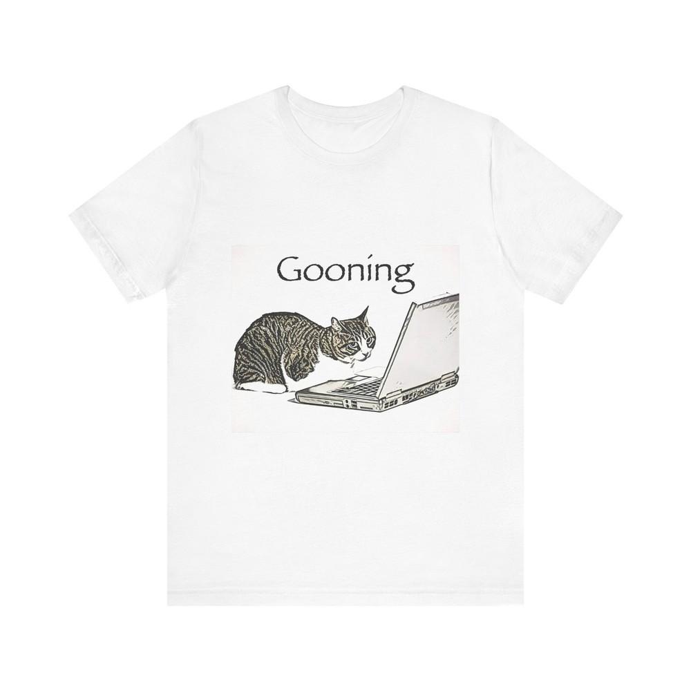

Gooning Cat Short Sleeve Tee Shirt Graphic Print Crewneck Unisex Gift NEW 2XL