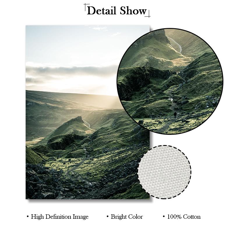 Nature Landscape Green Mountain Forest Leaf Canvas Painting Poster Nordic Art Print Wall Picture for Living Room Bedroom Decor