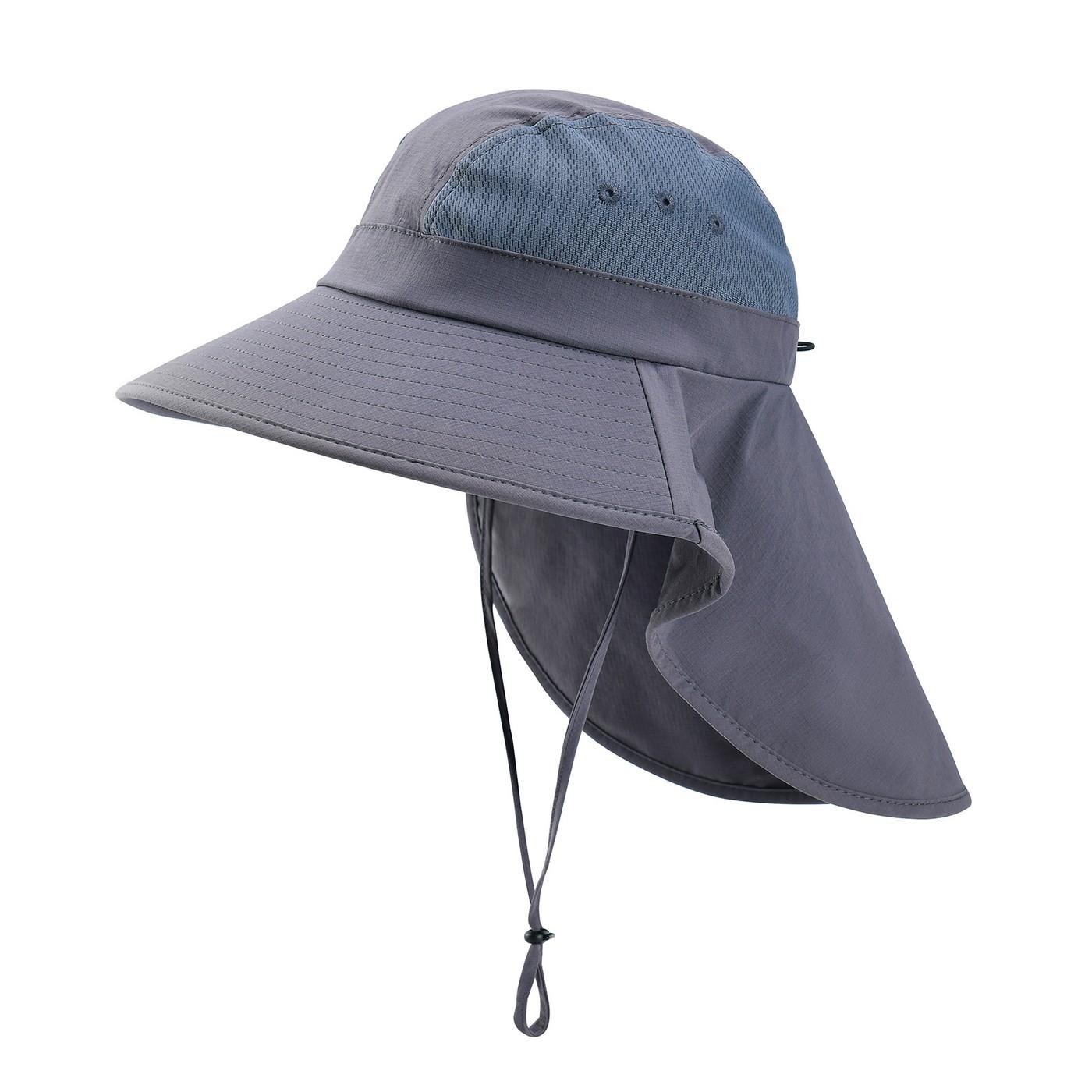 

JGNGOUL Summer Sun Hats UV Protection Outdoor Hunting Fishing Cap Neck Flap Fisherman Hat Hiking Camping Visor Bucket Hat One Size темно-сірий