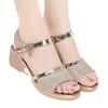 Sandalias Romanas de Cuña con Punta Abierta de Cuero Suave para Mujer, Sandalias de Moda con Tacón de Bloque Medio y Suela Suave para Señora