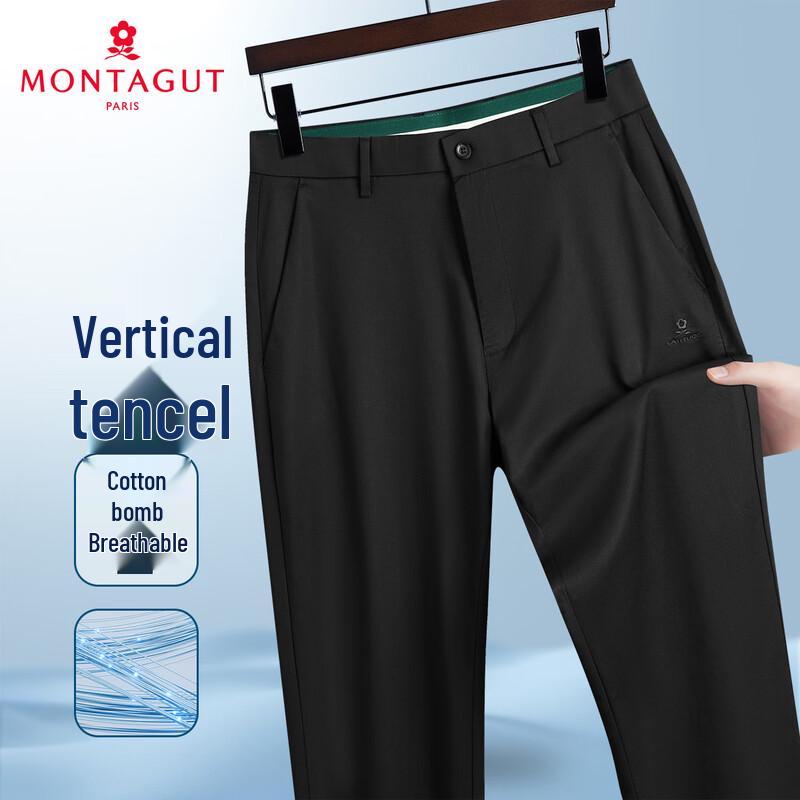 

MONTAGUT Men s Tencel Cotton Blend Straight-Leg Casual Pants 34