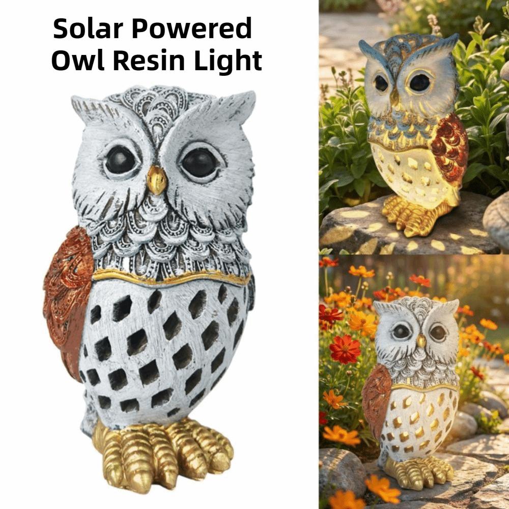 Solar Powered Owl Resin Light Animal Garden Decoration Lights  Ideal for Mother'S Day