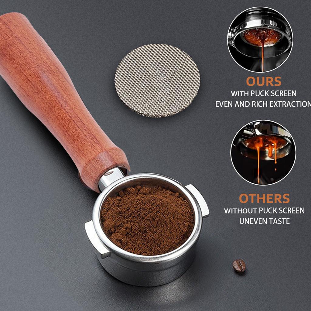 58mm Bottomless Portafilter Fit for Petrus Stainless Steel Universal 3 Ears Portafilter with Wooden Handle Filter Basket Tools