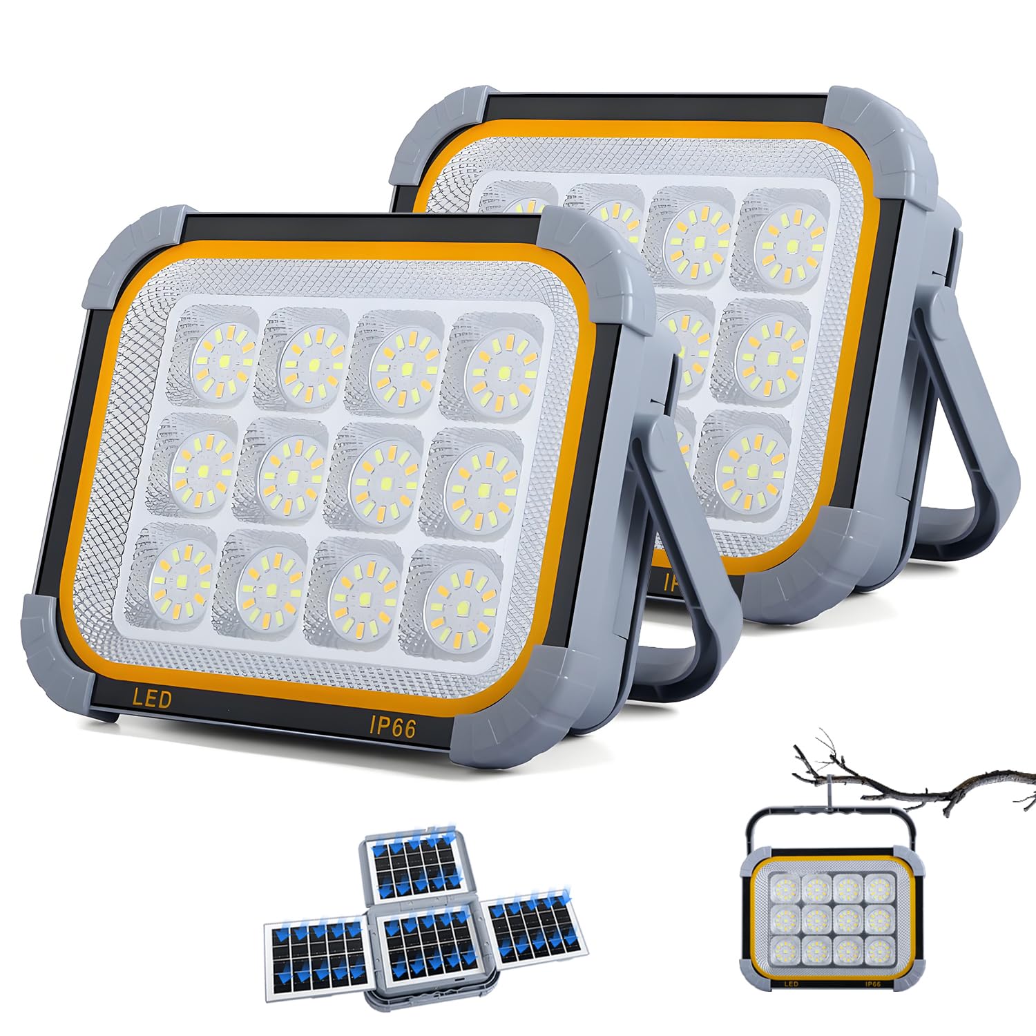 

MAGOKORO 2-Piece Rechargeable LED Floodlight, Outdoor Work Light, 3 Lighting Modes, Stepless Dimming, 10,000mAh Large Capacity, Battery Level