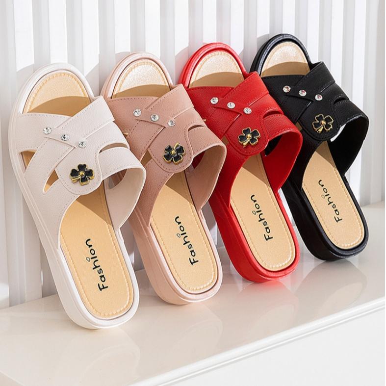 Order Two Size Up Slippers for Women Fish Mouth High Heel Wedge Slippers Summer Shoes Non-slip Thick-soled Slippers Comfortable Casual Flip Flops