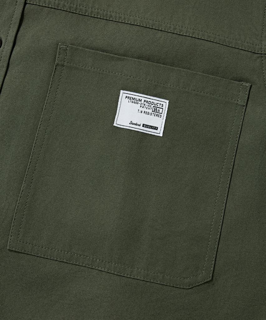 Beodeonteu Oversized Canvas Pocket Patchwork Shirt [Khaki]