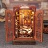 1PC DIY Book Nook Kit Miniature Wooden Dollhouse with Light Bookshelf Insert Decoration Model for Gifts Bookshop Memories