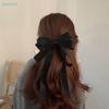 Big Bowknot Solid Satin Long Ribbon Bows Spring Clamp Women's Ponytail Hair Clip