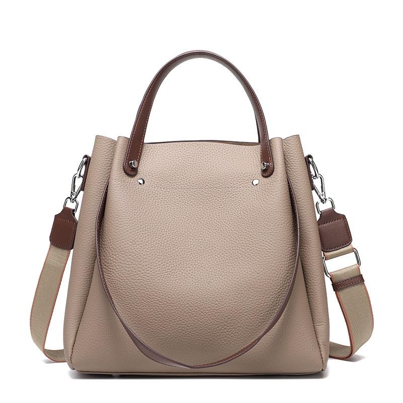 Cowhide tote bag new leather women's bag retro commuter handbag large capacity shoulder bag