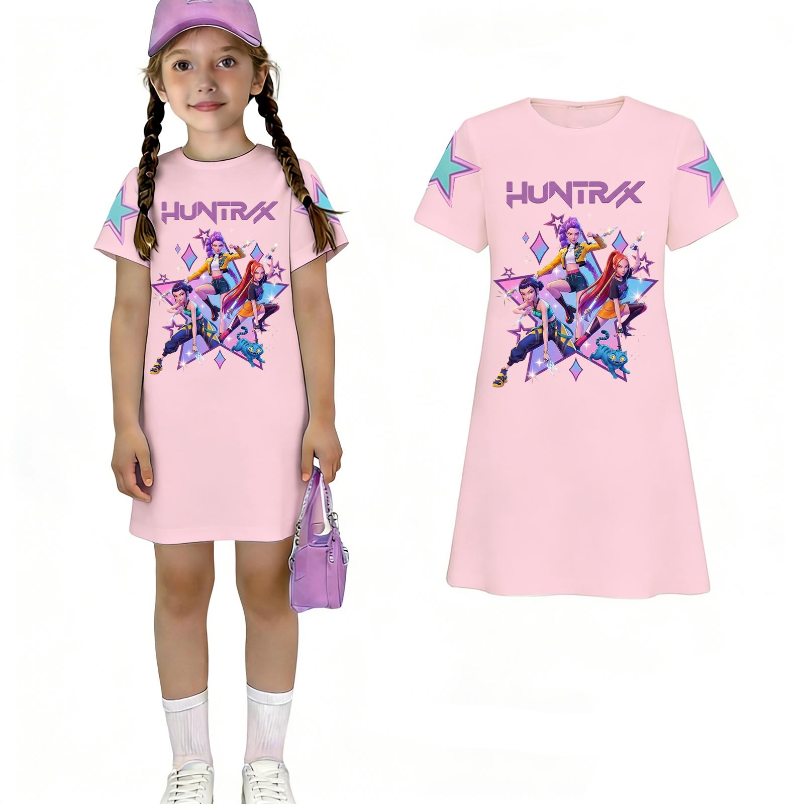 Children s Casual Round-neck Pullover Short-sleeved Dress 100