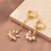Faux Asymmetrical Modern Pearl Earrings For Women Gold Plated Geometric Design