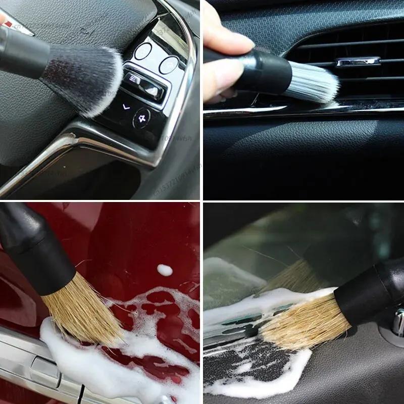NOUVEAU 3pcs Brosse de Nettoyage pour Aérateur de Climatisation de Voiture, Nettoyage de Fissures, Balayage de Poussière, Dépoussiérant pour Intérieur de Voiture avec Brosse, Ensemble d'Outils de Lavage de Voiture