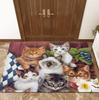 Cute Cat Pattern Anti Slip Floor Mat Suitable for Entrances Kitchens Laundry Rooms Bathrooms Holiday Area Mat Home Decoration