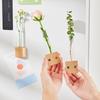 Fridge Magnet Vase Clear Glass Tube Vase with Wooden Base Magnetic Mini Vase for Flowers Herbs Refrigerator Kitchen Decor