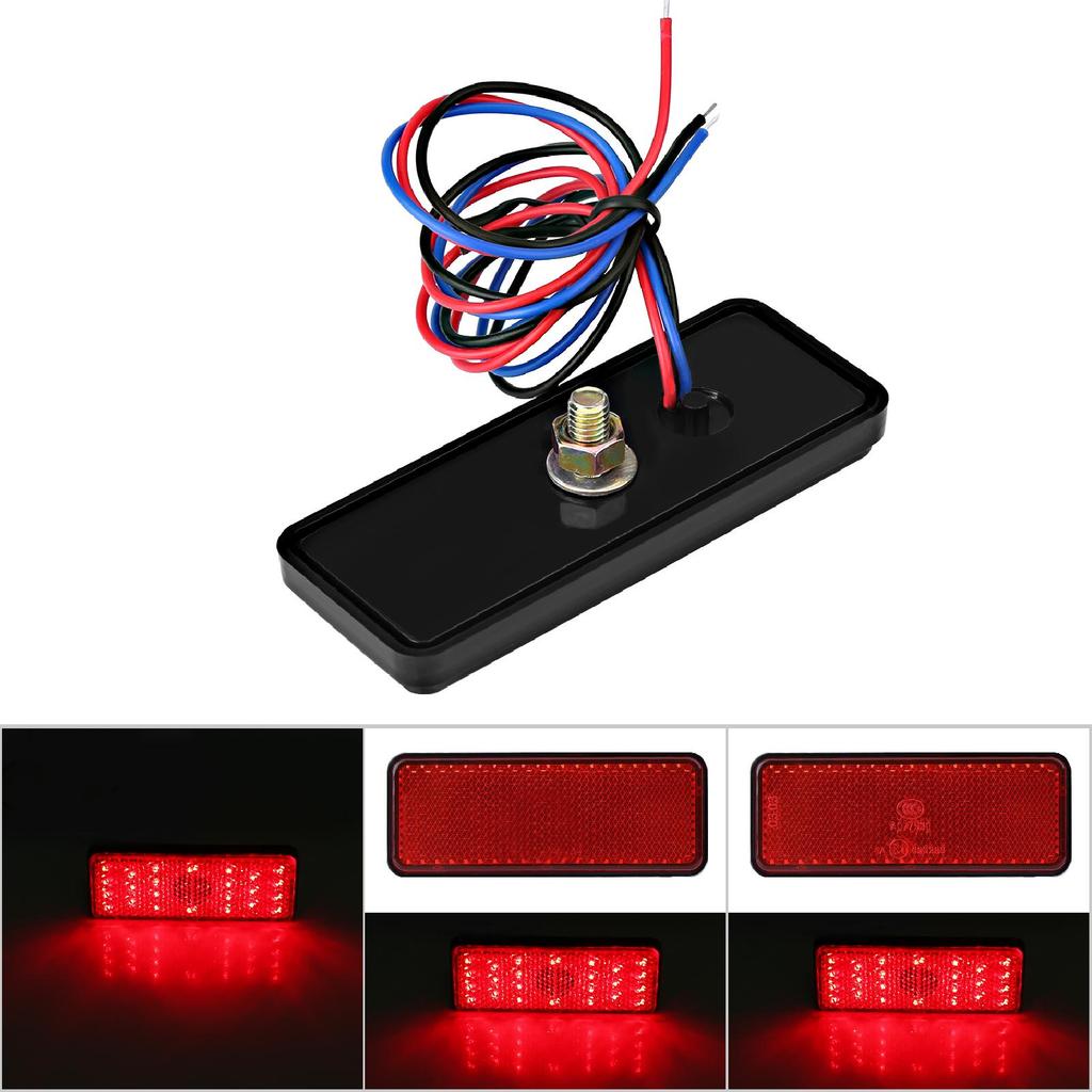 Motorcycle Scooter Moped Rectangle LED Reflector Tail Brake Light Stop Lamp Red