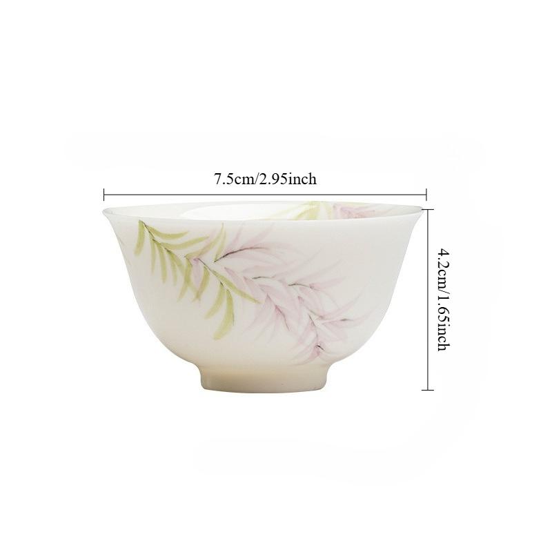 white porcelain tea cup high-end personal tea drinking household single cup pure hand-painted wisteria flower tea cup