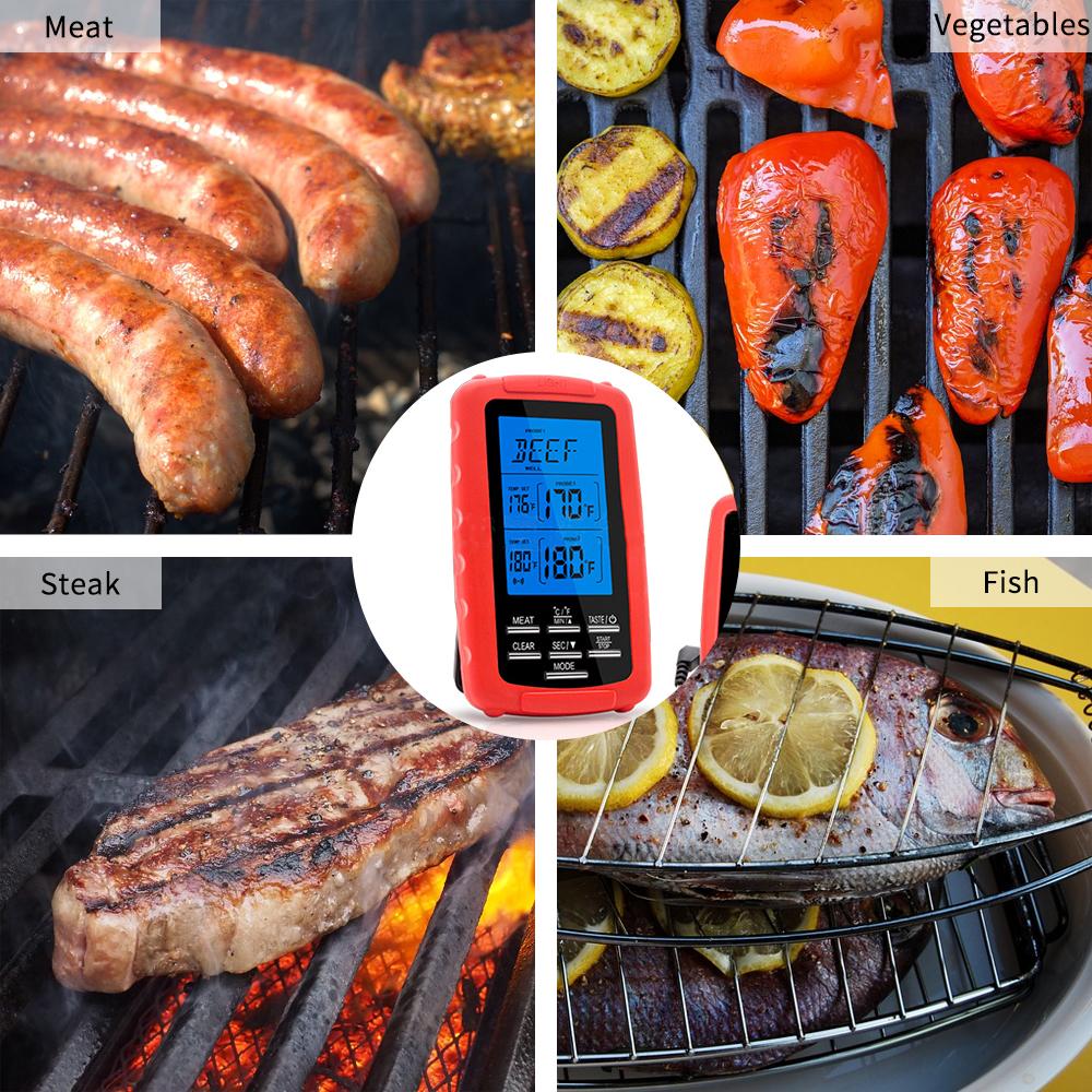 2PCS Wireless Meat Thermometer Food Barbecue Thermometer BBQ Grill Smoker Thermometer Cooking Oven Digital Thermometer