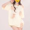 3D Teddy Bear Pendant Pure Cotton T-shirt for Women Solid Color Round Neck Loose Tees Sweet Style Female's Pullover Tops