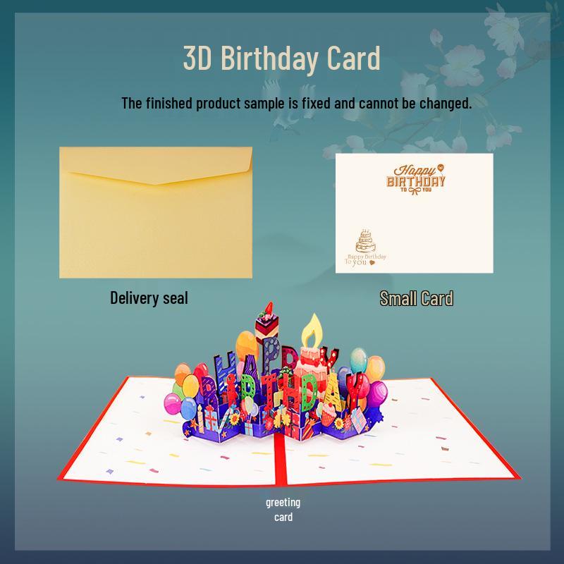 3D Pop-up Birthday Cake Greeting Card with Customizable Message and Logo for Employees and Customers