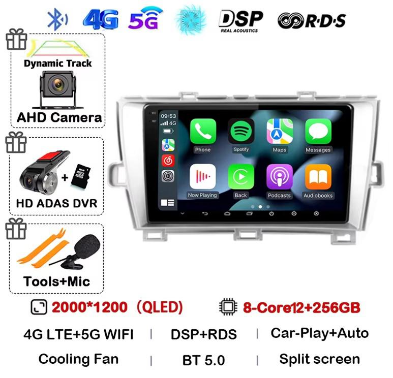 Android 14 Carplay Auto For Toyota Prius 3 XW30 2009 2010 2011 2012 2013-2015 LHD RHD Car Radio Multimedia Player GPS Stereo DSP