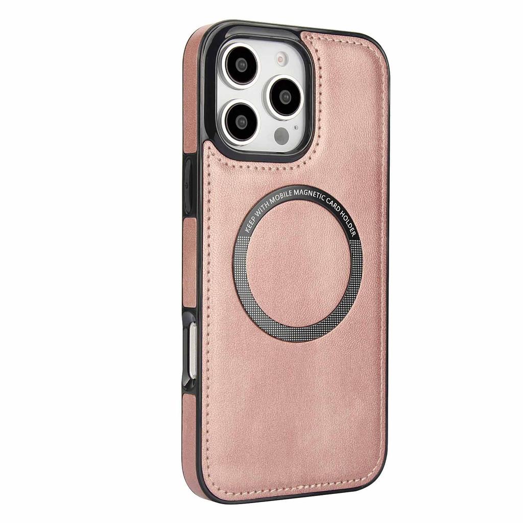 Applicable To iPhone17 Mobile Phone Case 16Pro Calf Pattern Wireless Charging Magnetic Suction Anti-drop Protective Case Samsung S25 Leather Case