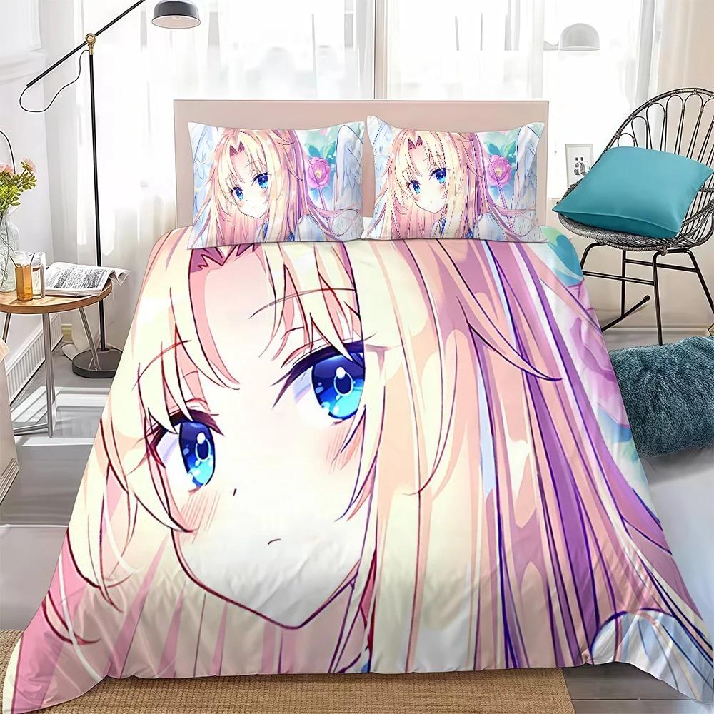 3D Cartoon F-Filo Angelic Figure Bedding Set Duvet Cover Pillowcases, for Kids Girls Bedroom Decor Twin Full Queen King Size