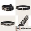 New Star Studded Fashionable Punk Style Wide Belt For Women's Jeans Faux Leather Material