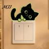 Removable PVC Wall Art for Kids Glow in The Dark Black Cat Sticker, Luminous Self-Adhesive Light Adhesive Cartoon Switch Surround Decal,