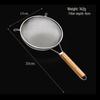 304 Stainless Steel Large Ladle with Wooden Handle and Double Ear, Kitchen Utensil Skimmer & Noodle Strainer.