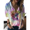 Damen Revers Hemd Tops Lässig Langarm Knöpfe Hemden Damen Tops Lustiges Katzenmuster Damenhemden Damen