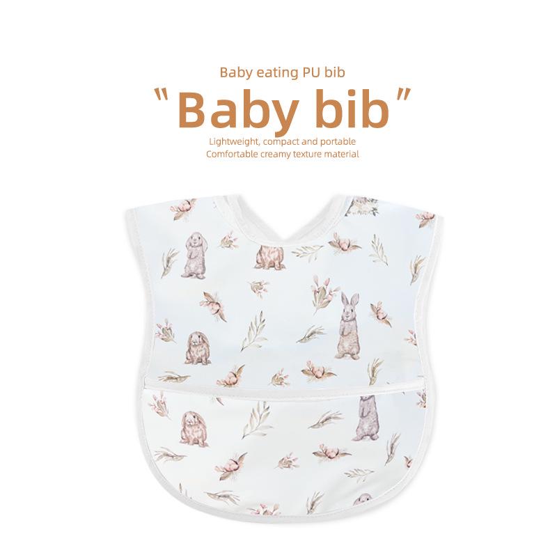 Waterproof Cotton Baby Apron: Stain-Resistant PU Reversible Bib with Pocket for Toddlers and Infants.