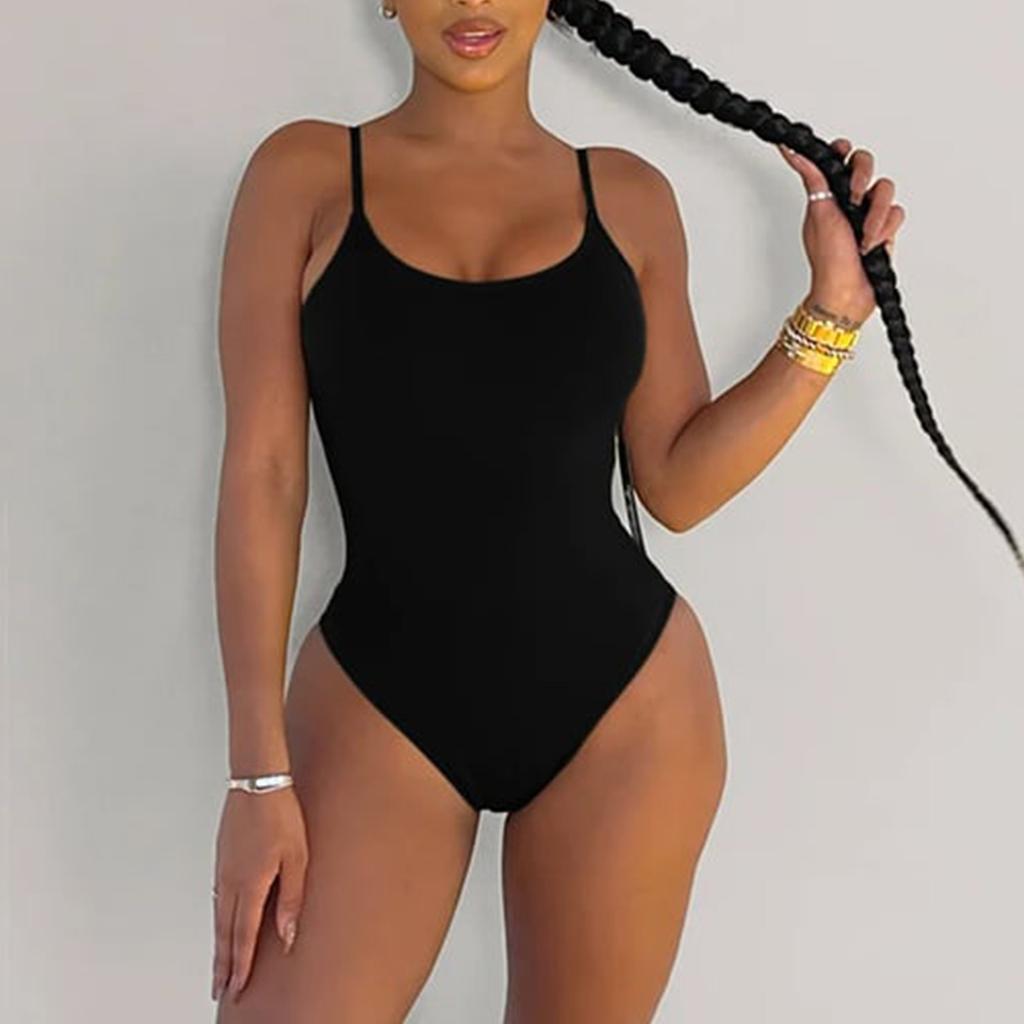 Women'S Swimsuit Abdominal Strap Backless Design Tethered Swimsuit Bikini Solid Swimsuit