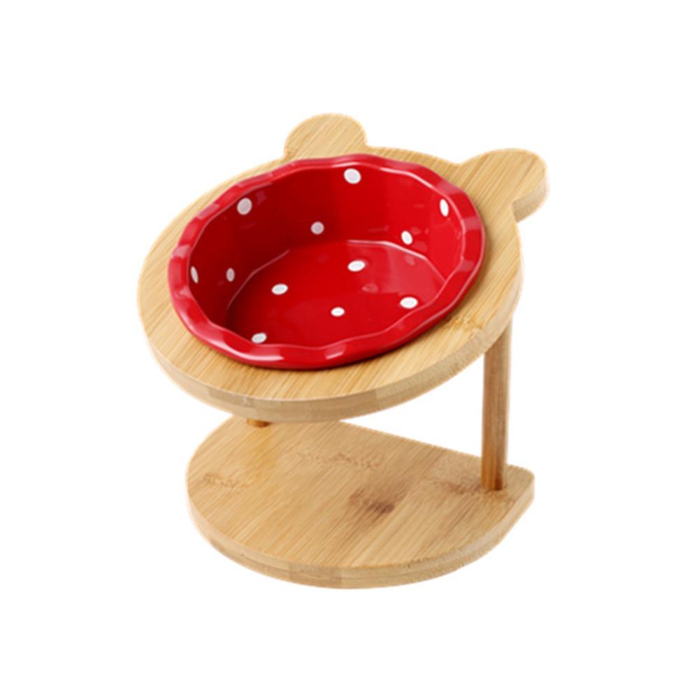 

Non-Slip Dog Cat Feeder Wooden Stand Cat Water Bowl Practical Anti Vomiting Bowl Pet Supplies