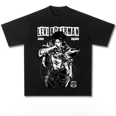 Cotton Short Sleeve Tees Summer Men T Shirt Women Clothing Levi Ackerman Anime T-shirt Attack On Titan Manga Graphic T-Shirt