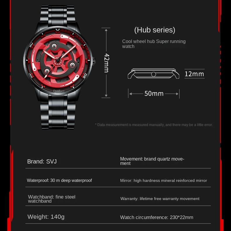 SVJ Uhr Herren Radaugen Modifizierte rotierende wasserdichte Räder Lokomotive Seele Herrenuhr Quarzuhr