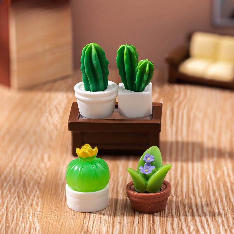 Micro Landscape Ornaments Simulate Succulent Plant Cactus Pot Resin Crafts Baby House Desktop Decoration Small Ornaments
