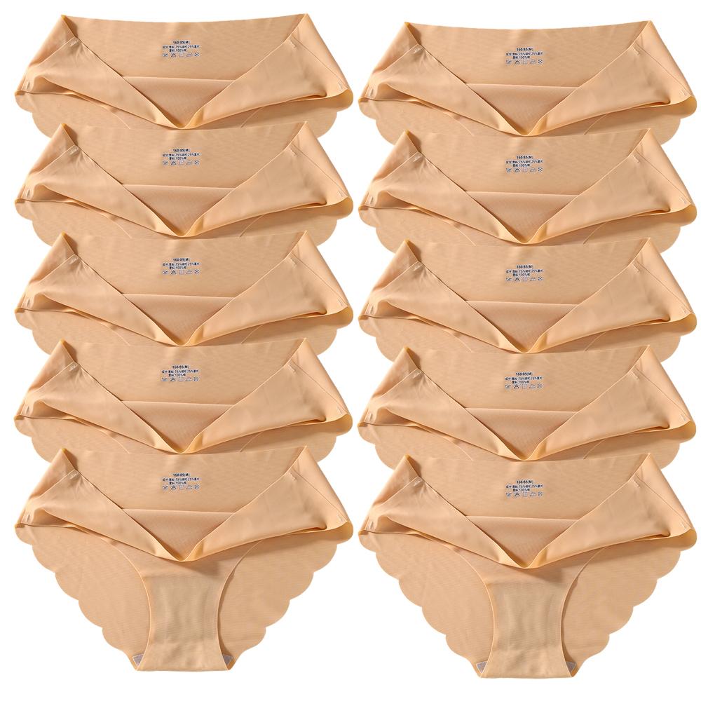 Seamless Silk Panties Women Underwear Sexy Female Underpants Briefs Woman Lingerie Underwear Ice Silk 10 Pcs/Set